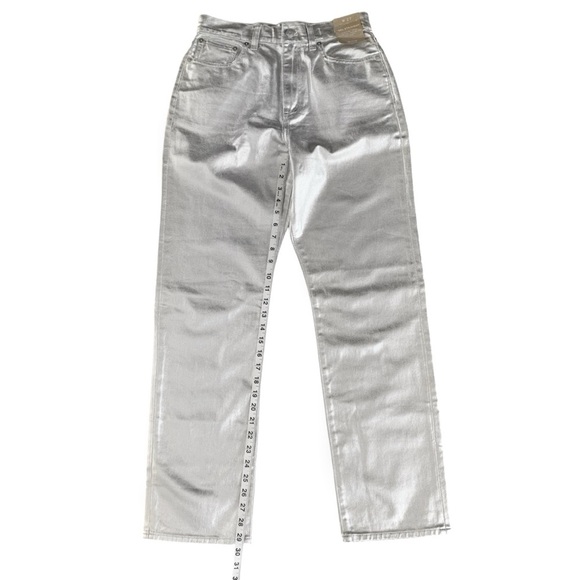 MADEWELL Straight Jeans in Silver Foil! Retail $148. - Picture 5 of 7